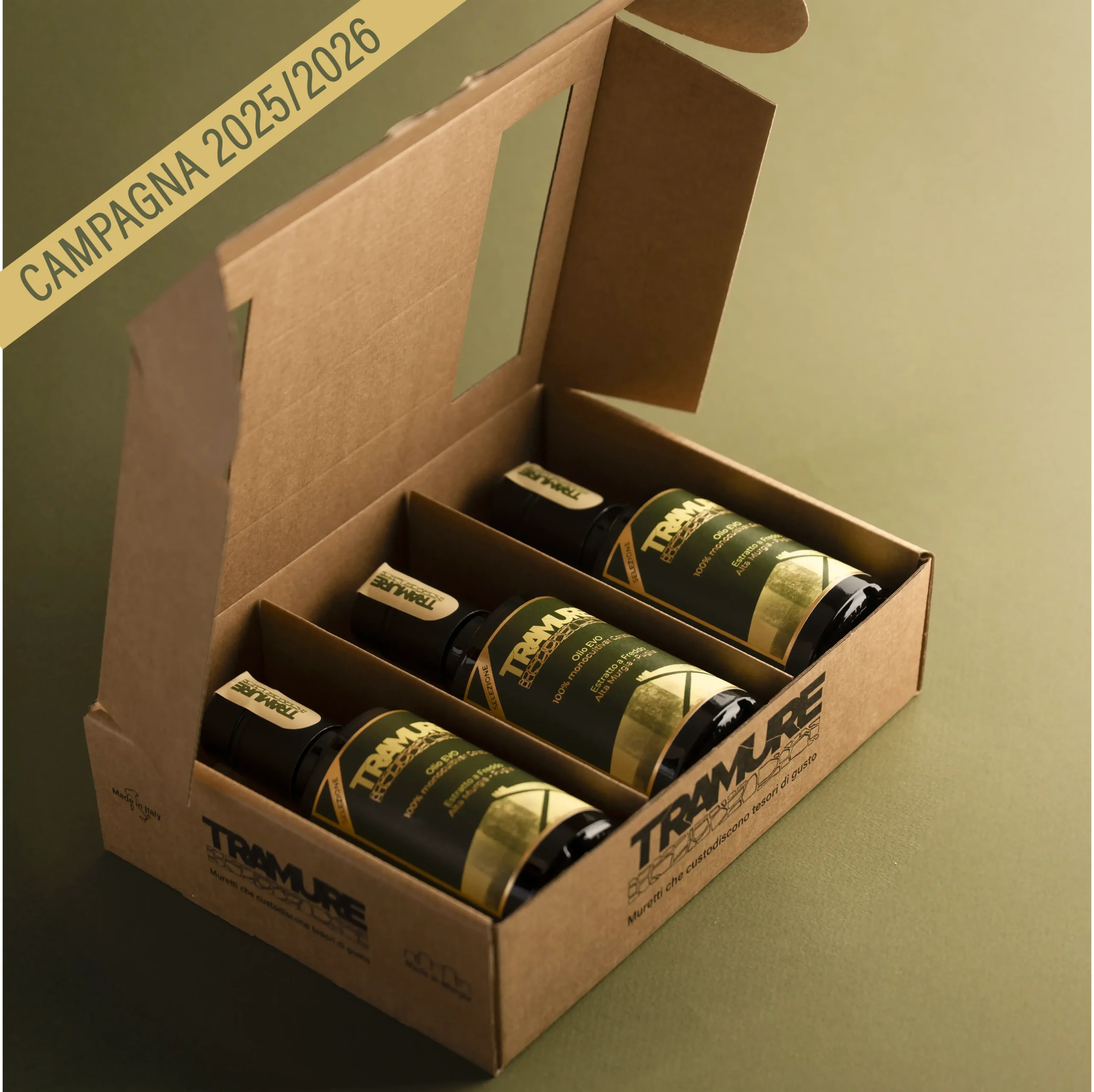 cofanetto con 3 bottiglie di olio tramure da 250 ml