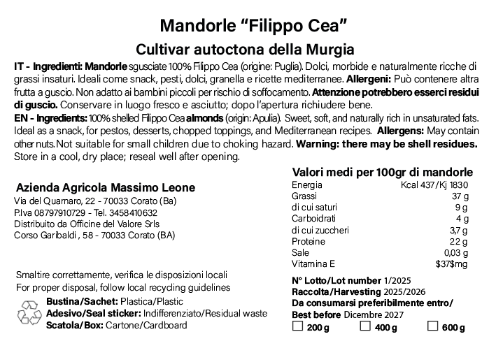 etichetta mandorle